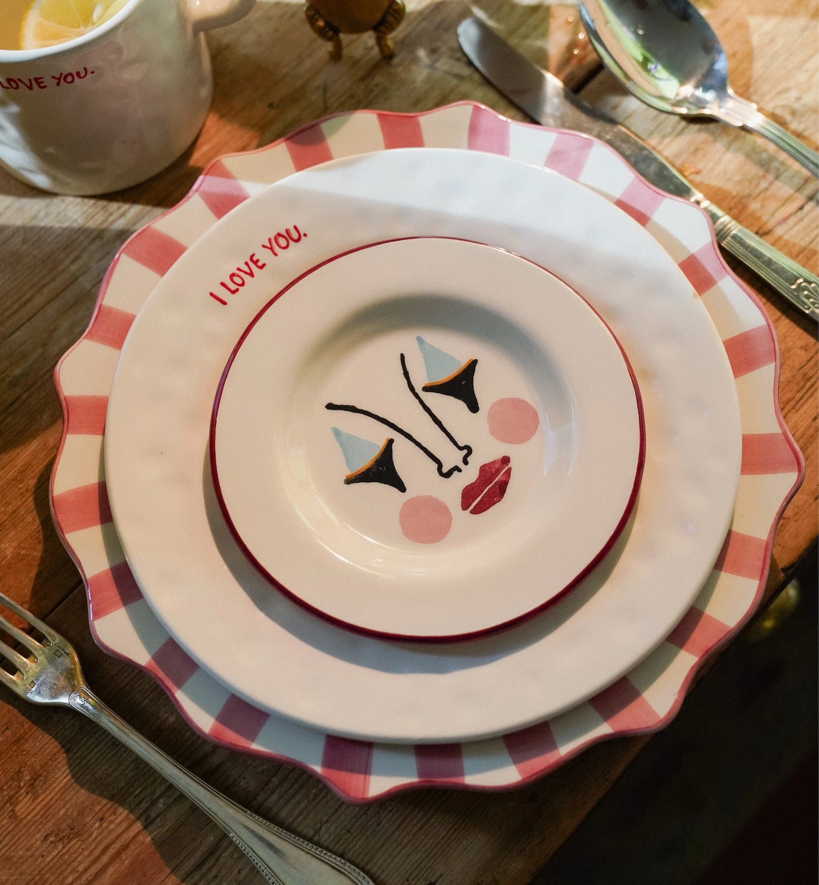 Pink Scalloped Dinner Plate