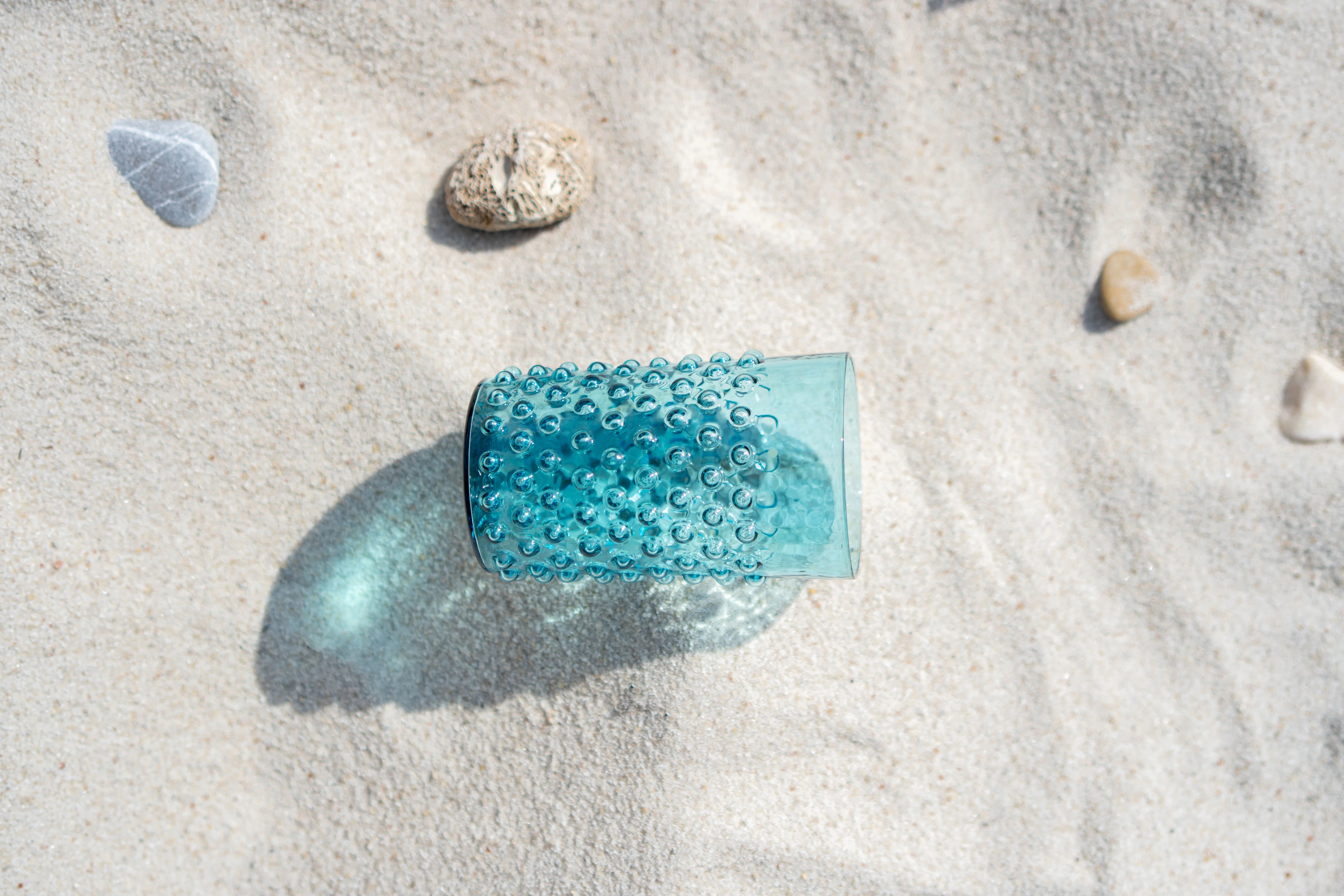 Set of 6 Aquamarine Hobnail Tumblers
