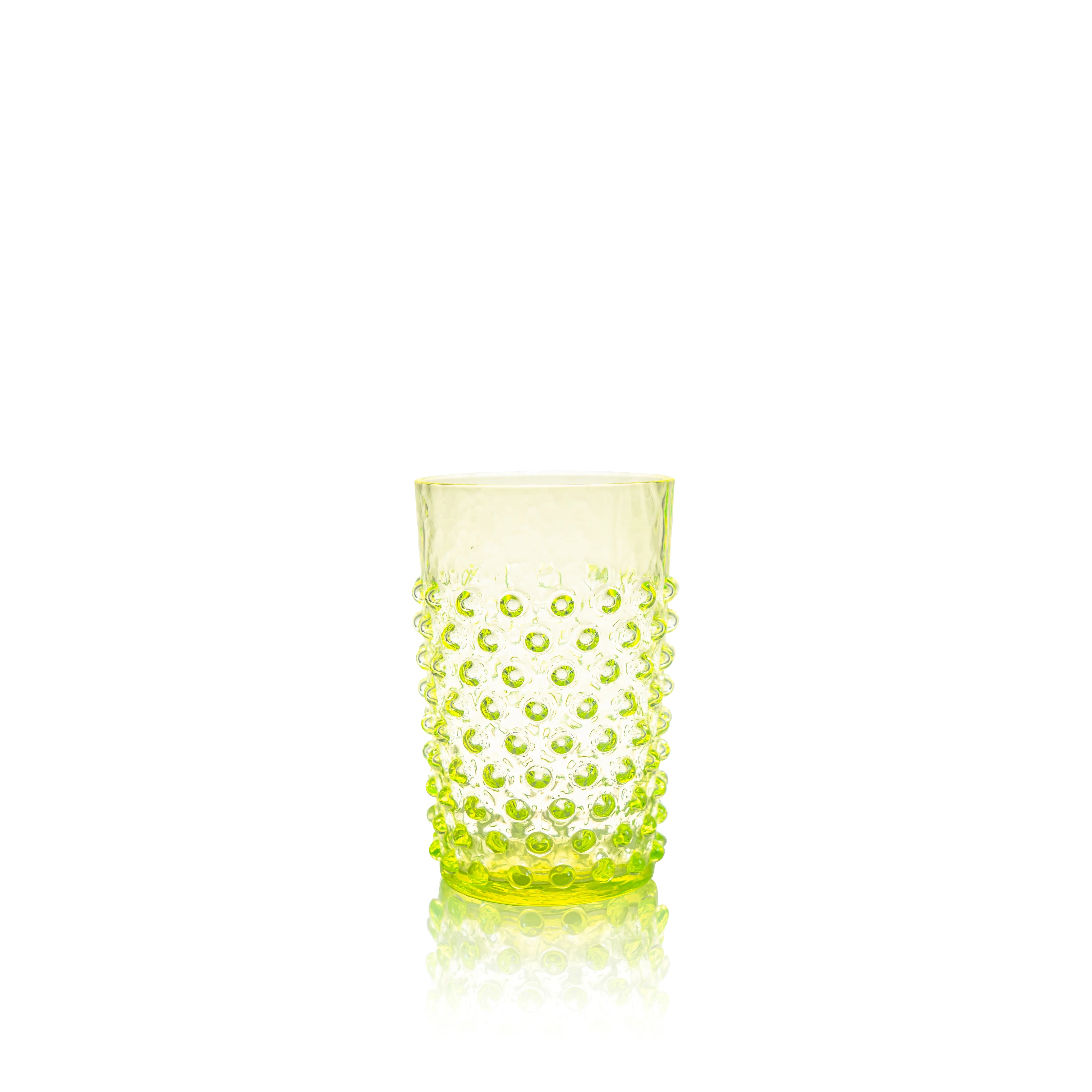 Set of 6 Neon Citrine Hobnail Tumblers