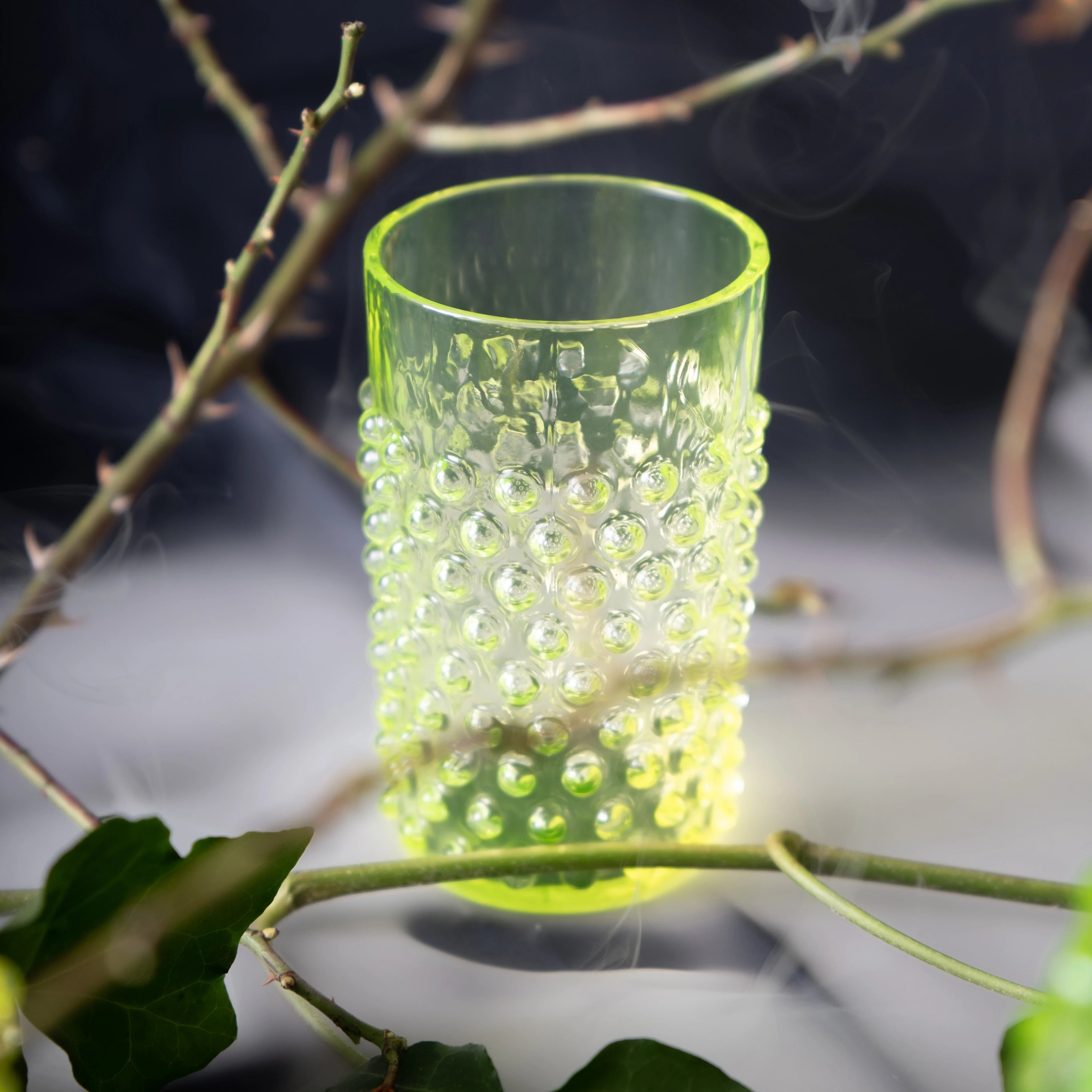 Set of 6 Neon Citrine Hobnail Tumblers