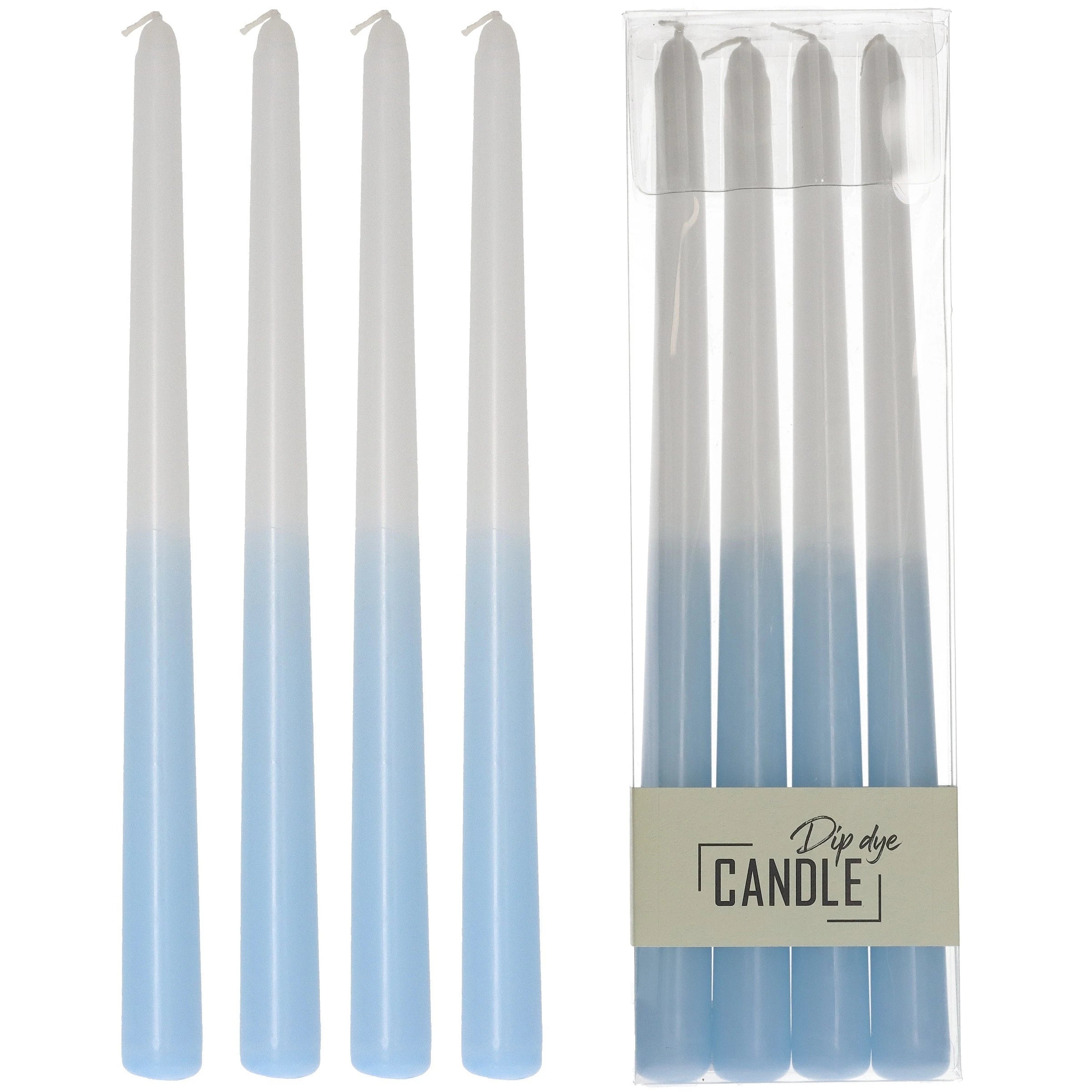 Pack of 4 Dip Dye Blue Taper Candle