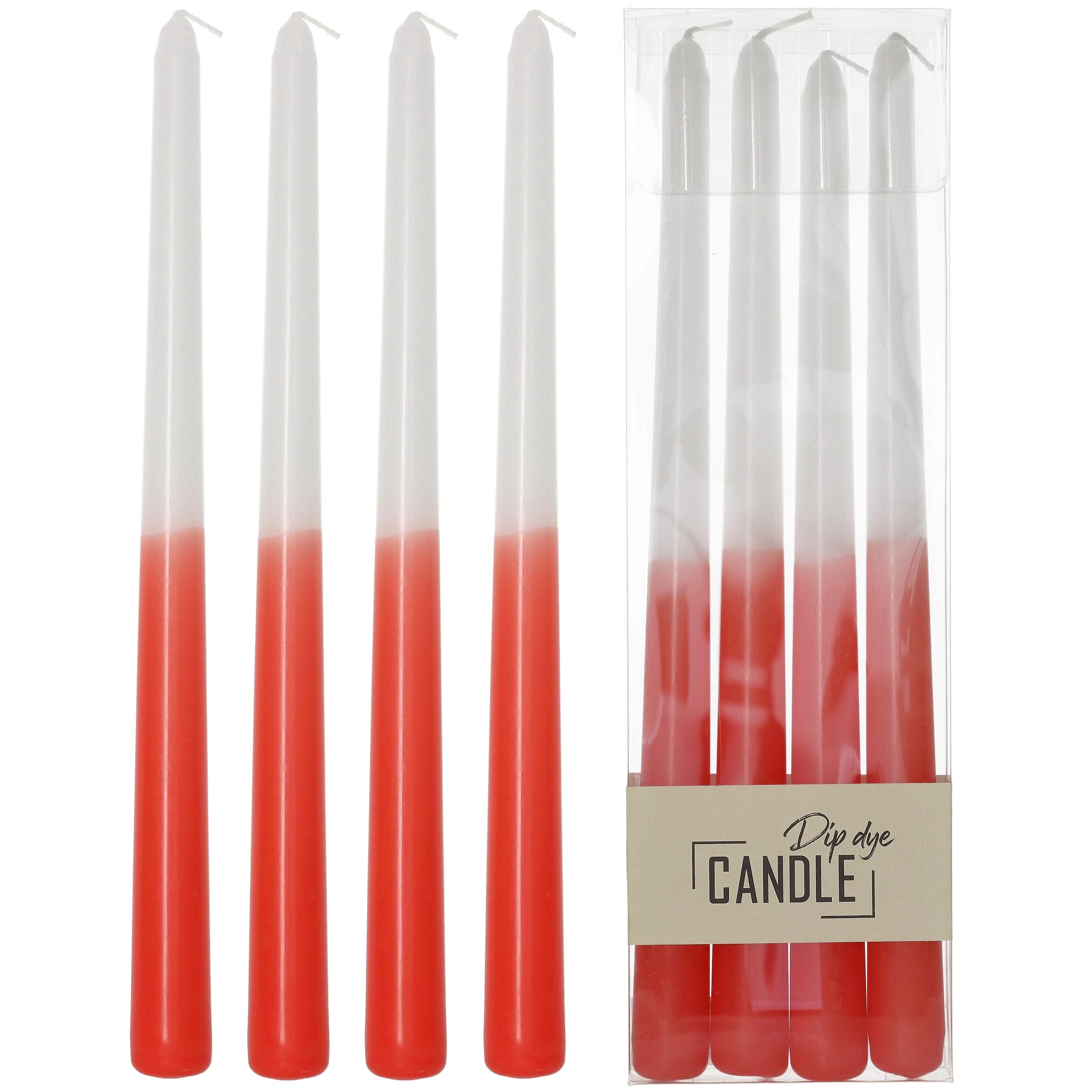 Pack of 4 Dip Dye Coral Taper Candle