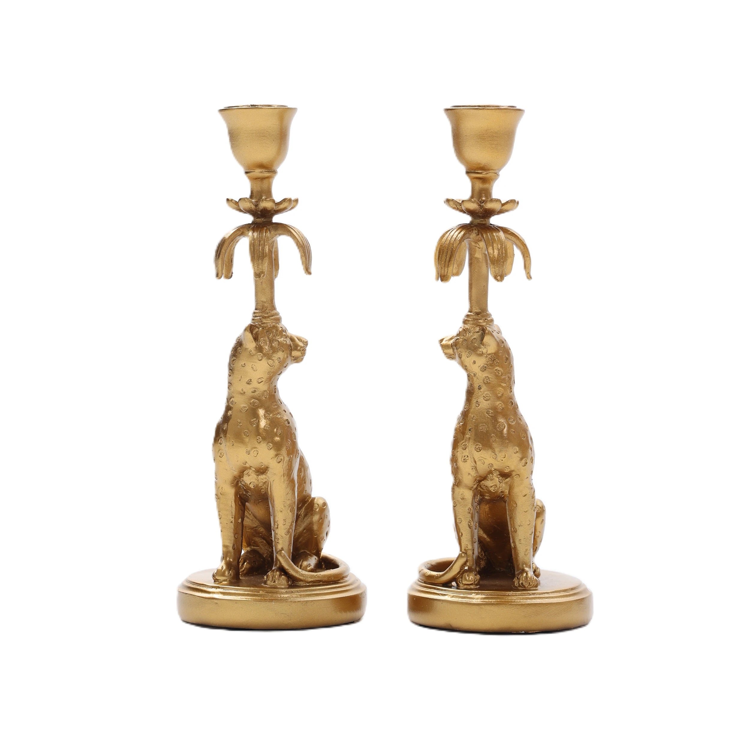 Set of 2 Leopard Candle Holder