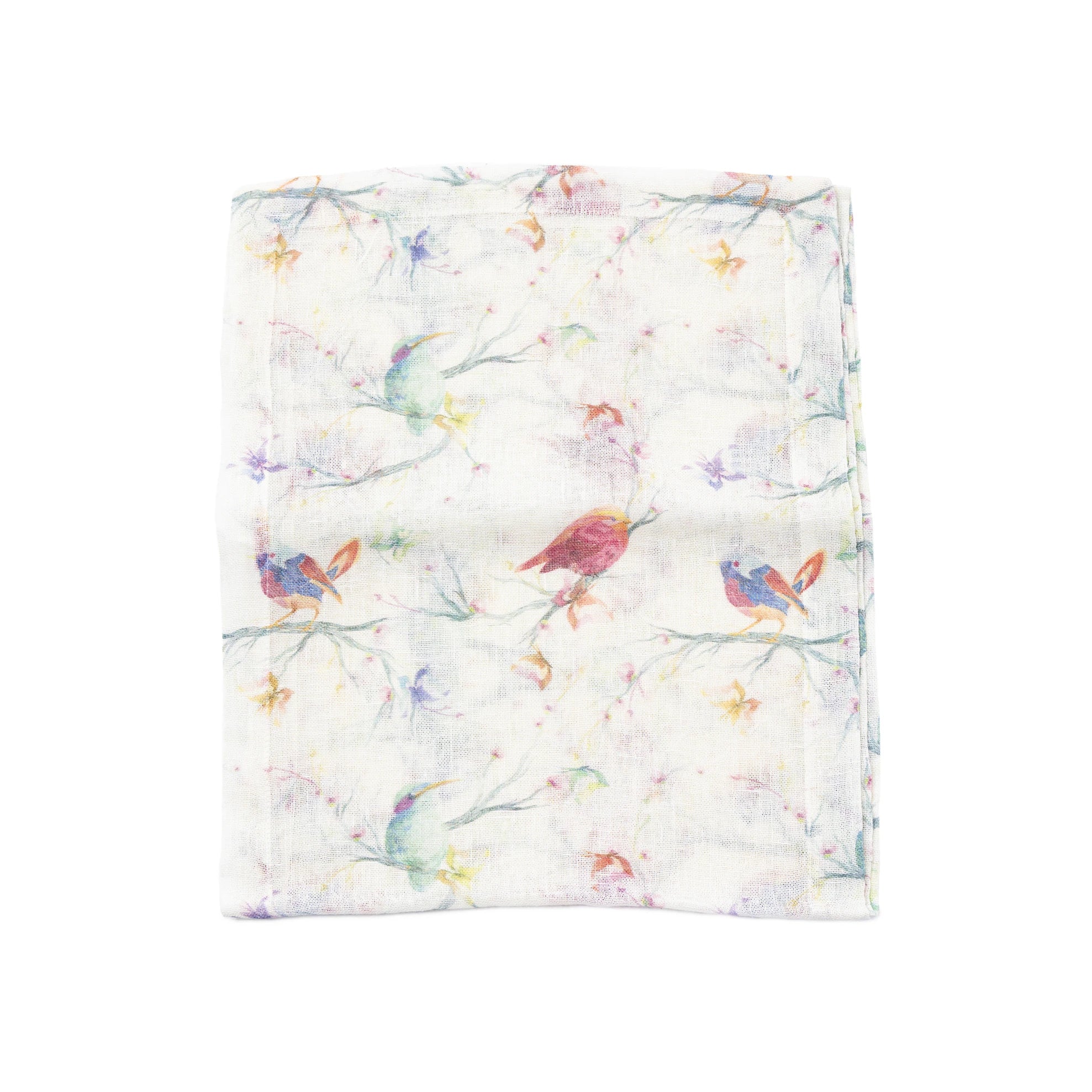 Chinoiserie Birds Linen Runner