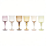 Set of 6 Colored Goblets Amber/Pink